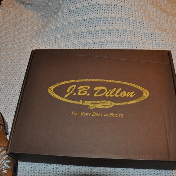 JB Dillon Womens Size 8.5 Western Boots Brown with Silver Inlay Pattern - Picture 5 of 7